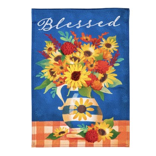 Blessed Floral Arrangement Garden Linen Flag