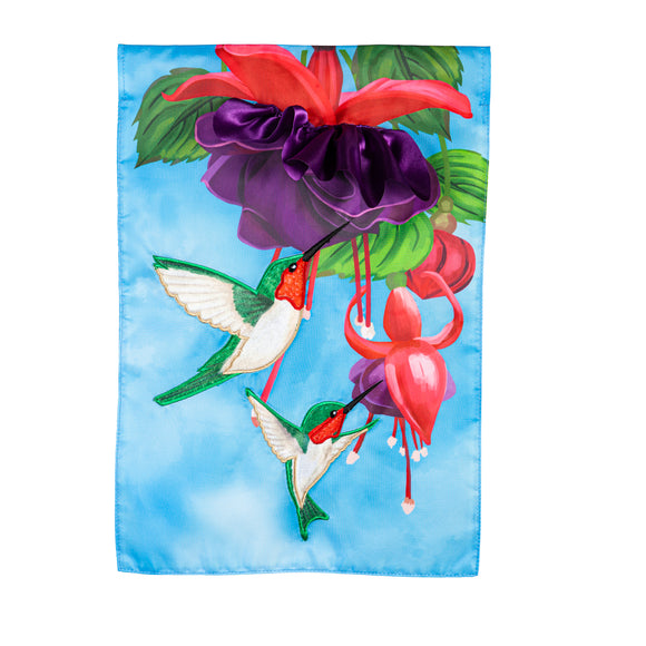 Hummingbirds Applique Garden Flag