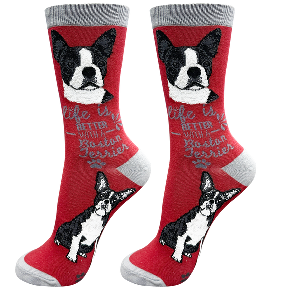 Life is Better Socks Boston Terrier
