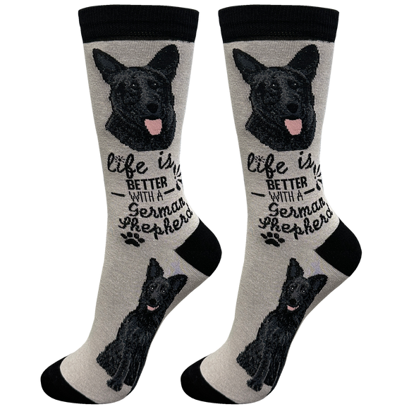Life is Better Socks German Shepherd, Black