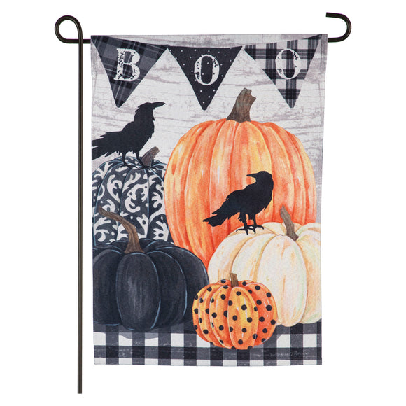 Pumpkins and Crows Garden Linen Flag