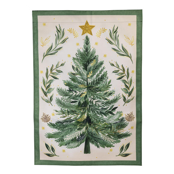 Christmas Tree Burlap House Flag