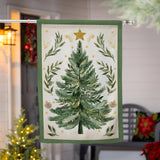 Christmas Tree Burlap House Flag