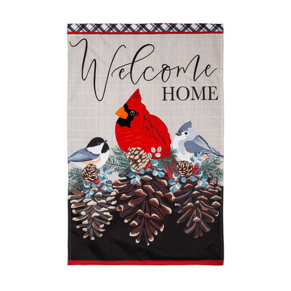 House Flag Songbirds & Pinecones Linen