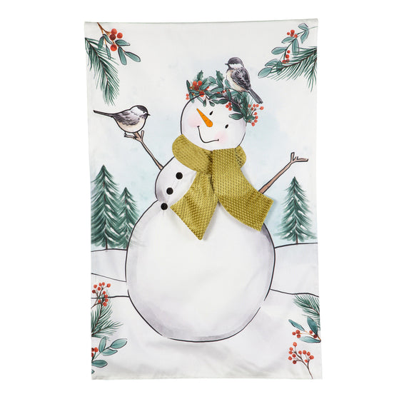 Snowman Linen House Flag