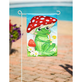 Frog Under Mushroom Garden Burlap Flag