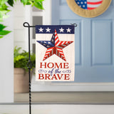 Home Of The Brave Star Burlap Garden Flag