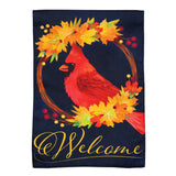 Fall Cardinal Wreath Burlap Garden Flag