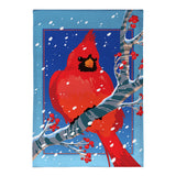Snowy Cardinal Burlap Garden Flag