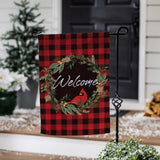 Welcome Cardinal Wreath Burlap Garden Flag