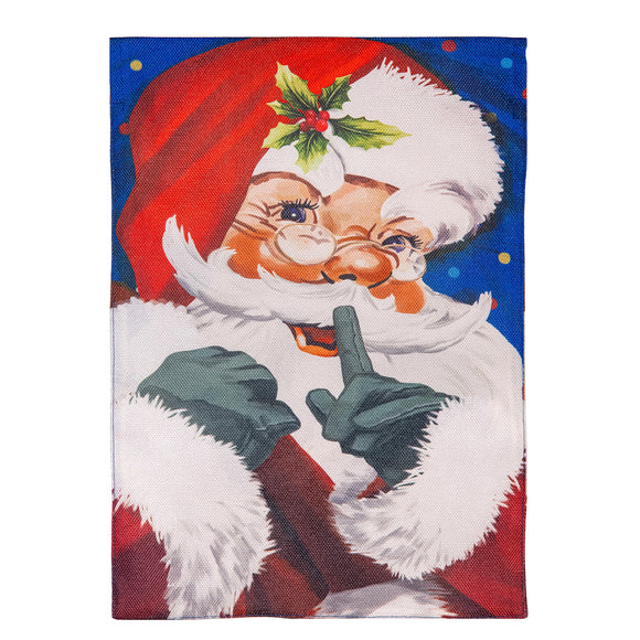 Traditional Santa Portrait Burlap Garden Flag
