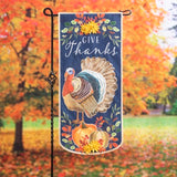 Give Thanks Turkey Everlasting Impressions Textile Garden Flag
