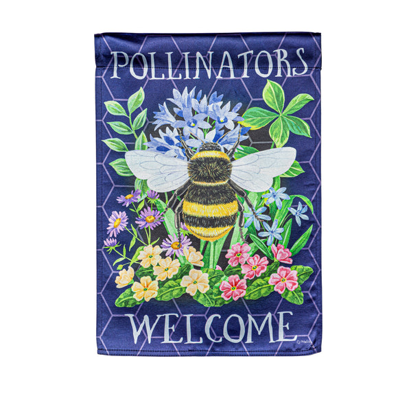 Pollinators Welcome Garden Lustre Flag