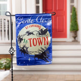 Santa is Coming to Town Lustre Garden Flag