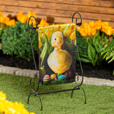 Duckling and Tulips Lustre Garden Flag