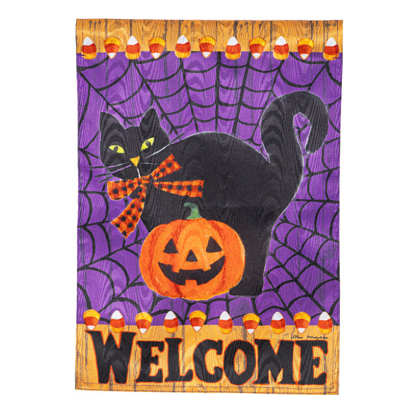 Black Cat Moire Garden Flag