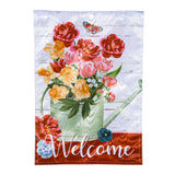 Floral Watering Can Moire Garden Flag