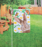 Hello Bunny Suede Garden Flag