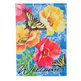 Bright Yellow Poppy Suede Garden Flag