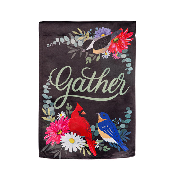 Gather Birdies Suede Garden Flag