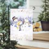 Happy Snowman Trio Suede Garden Flag