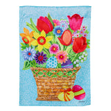 Spring Flowers Basket Suede Garden Flag