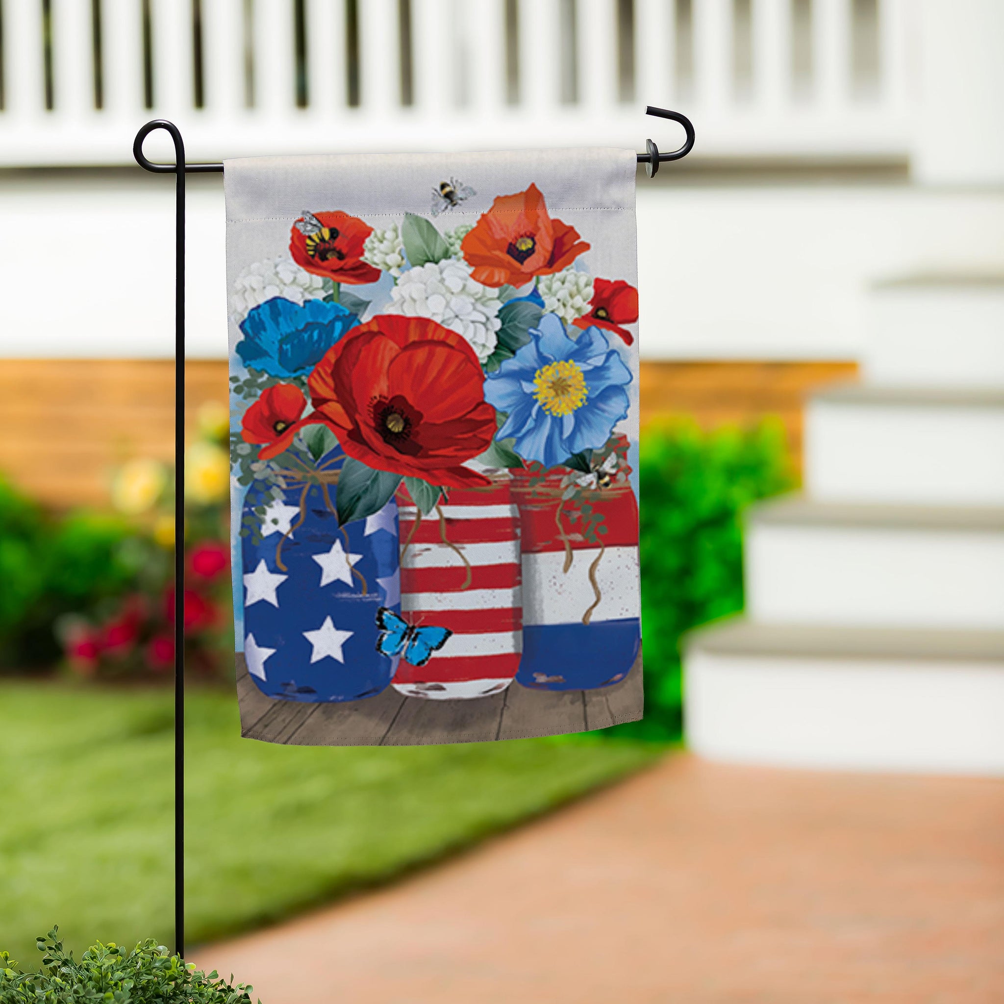 Red, White, & Blue Jars Suede Garden Flag