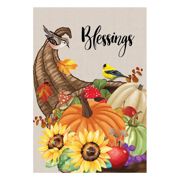 Grateful Cornucopia Suede Garden  Flag