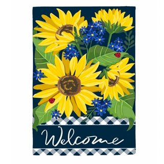 Sunflower Welcome House Applique Flag