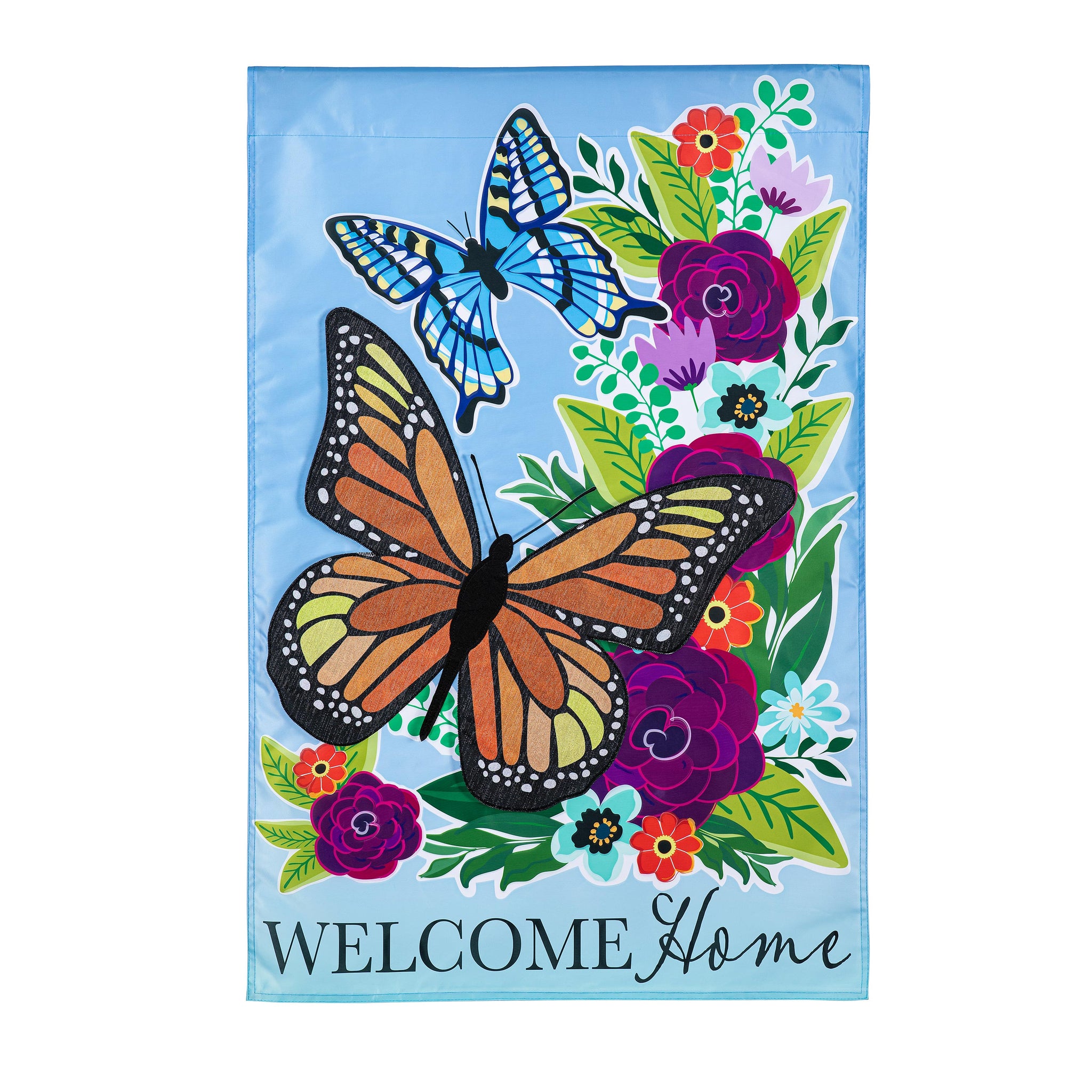 Welcome Home Butterflies Applique House Flag - Thumbnail 2