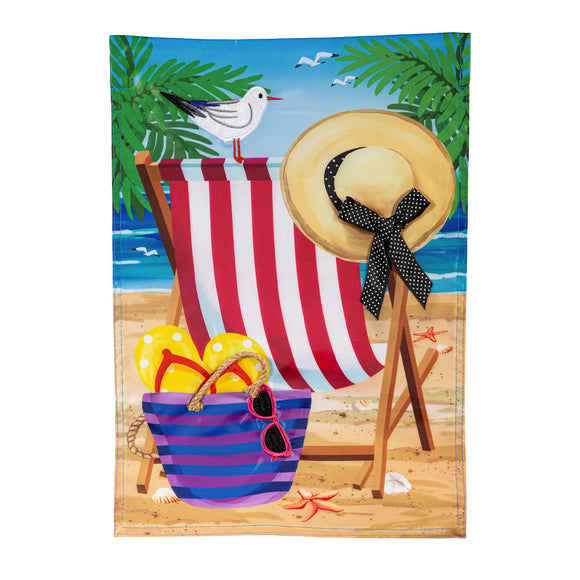 Beach Chair Applique Garden Flag