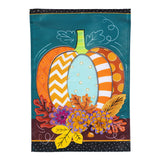 Pattern Pumpkin on Teal Applique Garden Flag