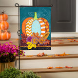 Pattern Pumpkin on Teal Applique Garden Flag