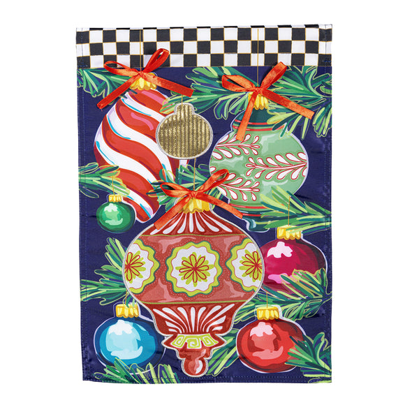 Happy Holidays Ornaments Applique Garden Flag
