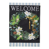 Winter Foliage Welcome Applique Garden Flag