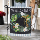 Winter Foliage Welcome Applique Garden Flag
