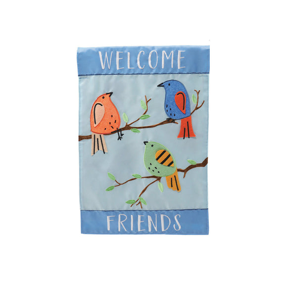 Welcome Bird Friends Garden Applique Flag