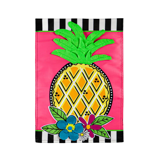 Bright Pineapple Garden Applique Flag