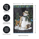 Woodland Snowman and Friends Applique Garden Flag