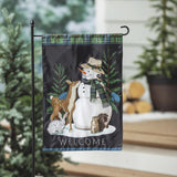 Woodland Snowman and Friends Applique Garden Flag