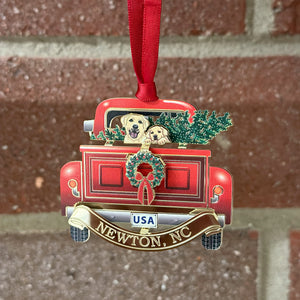 Red Pick-Up Truck & Dogs Newton, NC Ornament