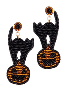 Laura Janelle Black Cat & Pumpkin Earrings