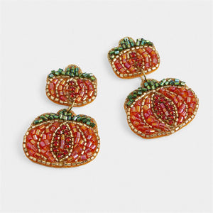 Pumpkin Beaded Earrings Orange