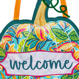 Patterned Jacobean Floral Pumpkin Door Decor