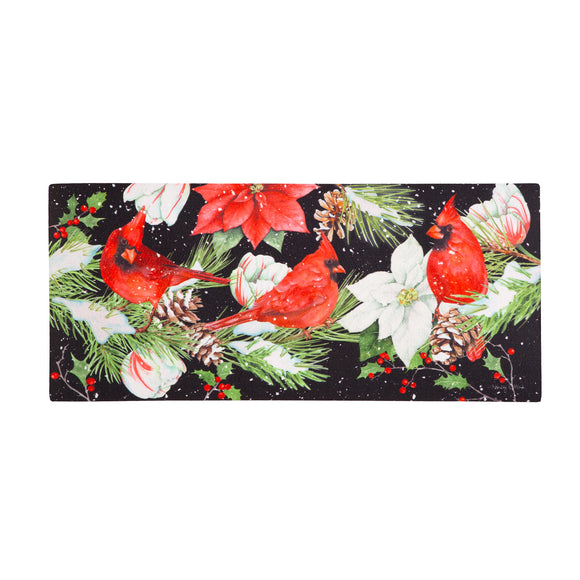 Joyful Cardinal Winter Visit Sassafras Insert Mat