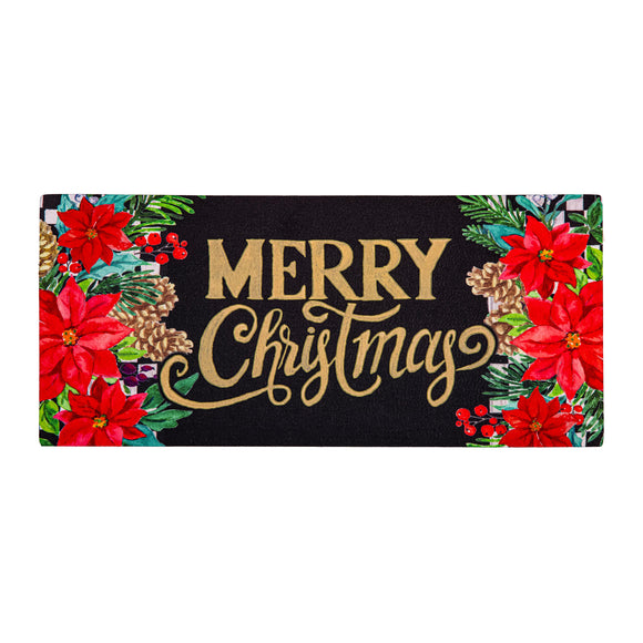 Floral Checkered Merry Christmas Sassafras Insert Mat