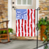 Red White and Bows Applique Garden Flag