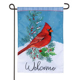 Winter Night Cardinal Applique Garden Flag