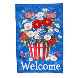 Basket of Patriotic Flowers Applique Garden Flag