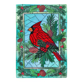 Stained Glass Winter Cardinal Applique Garden Flag